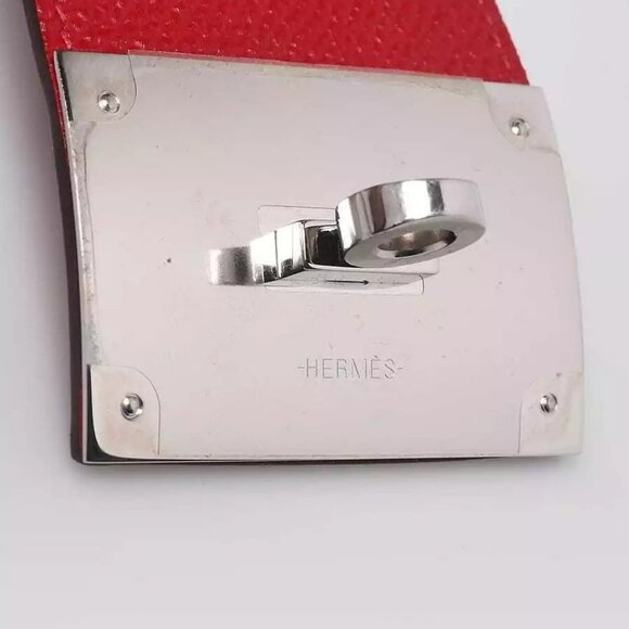 Hermes Vermillion Epsom Leather Palladium Plated Kelly Dog Extreme Bracelet - Picture 5 of 7